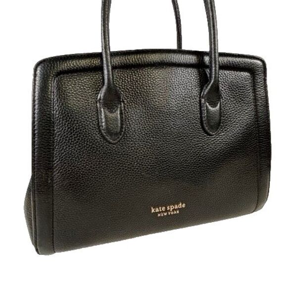 Kate Spade Knott Pebble Leather 2-Way Medium Satchel Black Handbag Shoulder Bag - Picture 3 of 16